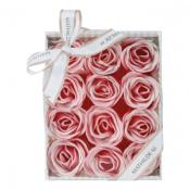 Coffret de 12 Roses en Feuilles de Savon Rose