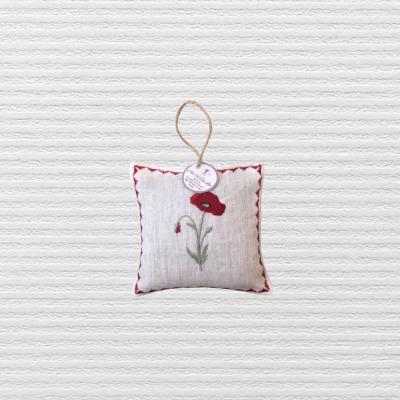 Sachet de Lavande Carré Coquelicot Blanc